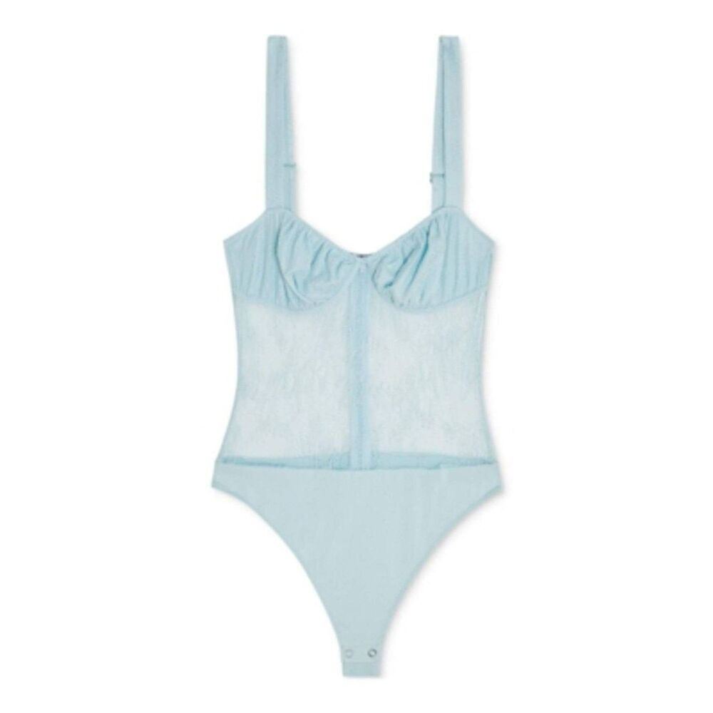 Daniel Bernstein Bodysuit Women's Size 4‎ Blue  Zip Lace Thong Sleeveless Top - Picture 2 of 7